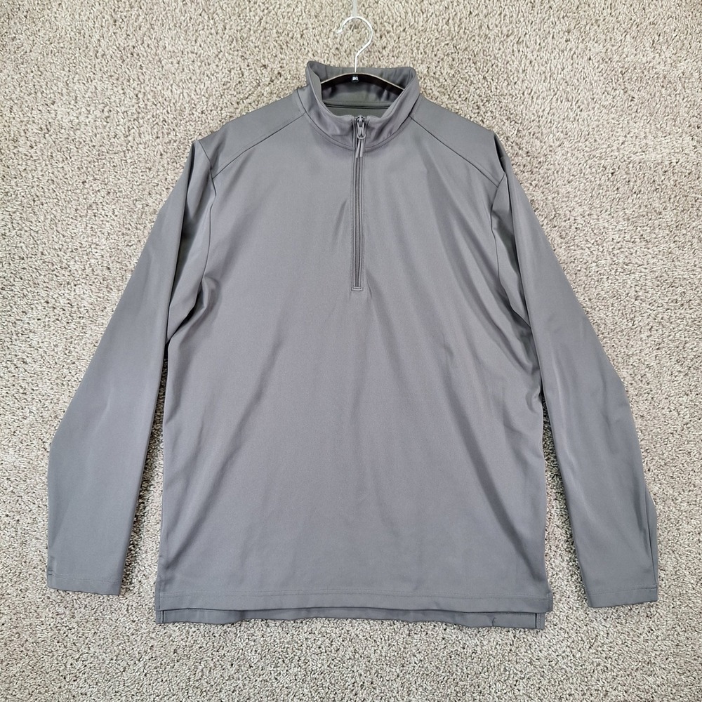 Port Authority Pullover Mens Large Grey C-Free Long Sleeve 1/4 Zip Activewear